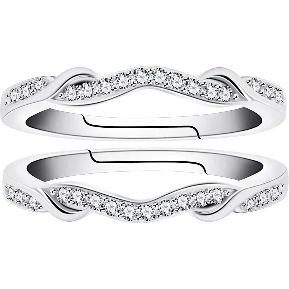 925 Sterling Silver Infinity Double  Wrap Ring Guard Enhancer Wedding